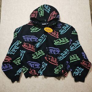 Von Dutch Fleece Crop Logo Hoodie Women's -A